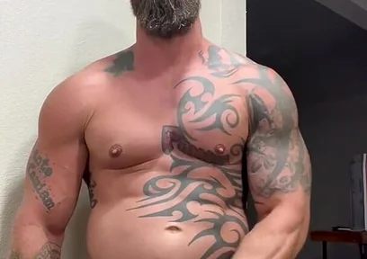 Tattooed Viking Flexes While Stroking for You