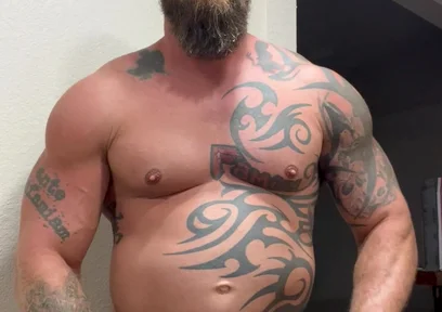 Tattooed Viking Flexes While Stroking for You