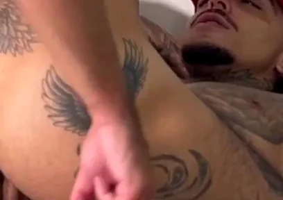 Tatted Latin Thug Fucks Twink Bareback