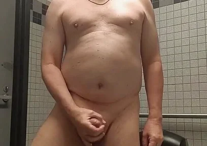 American Nudist: Stripped Naked and Cumming in Public Restroom