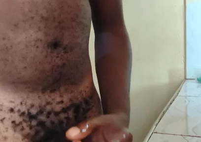 Solo Boyfriend Jerking His Hard Dick Early in the Morning and Released Load of Cum on the Kitchen Worktop