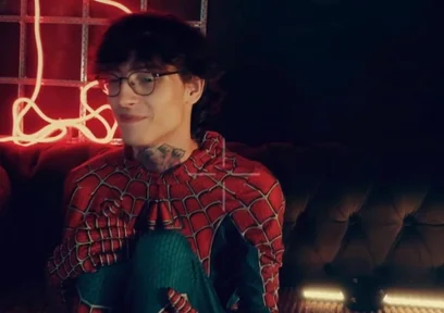 Spider Man Costume. Bottom Boy a Pose. Ass Hole