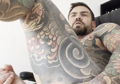 Tattooed Spanish Shows Ass and Jerks off