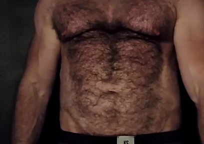 Hairy Muscle Bear Showing off