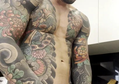 In the Kitchen of Handsome Muscular