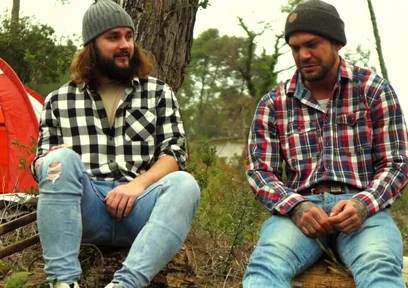 Two Friends Jerkoff in the Forest