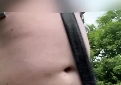 Walking Naked in Park.. with Nipple Clamps and Ballstretcher