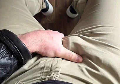 German Voice Humiliates You. Leather Jacket. Hard Cock Drips Precum. Red Calvin Klein Boxers