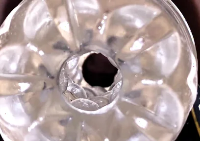 Close-up Cock in Tool for Masturbate Orgasm on Flash