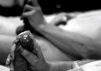 Masturbating and Cumming with Mirror Reflection in Black and White
