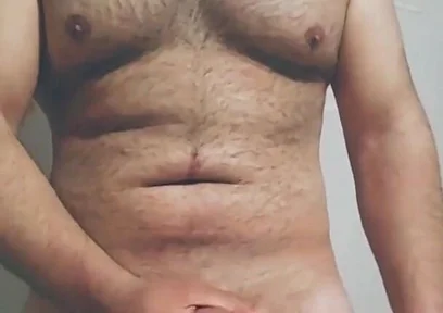 Hairy Big Man Playing with His Dick