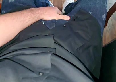 German Voice in Boss Chair. Blue Calvin Klein Boxer. Cock Rock Hard. Precum Flowing