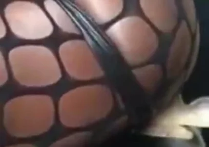 Fishnet Bodysuit Black Muscle Rides White Dildo