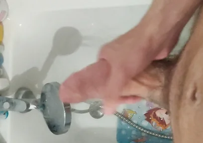Jerking off a Big, Thick Cock in the Shower