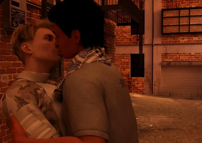 Summer Vacation - Two Gay Army Boys Kiss