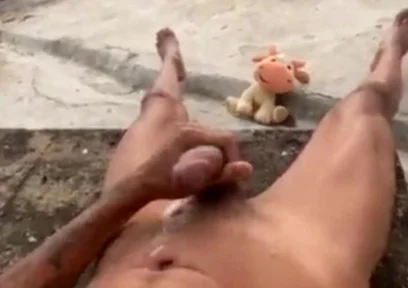 A Cumshot to Relieve Stress in the Backyard