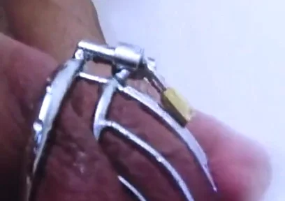 Caged Dick in Shower
