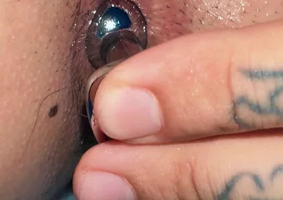 Giant Demon Lets Himself Be Watched by Tiny Human as He Plays with His Ass