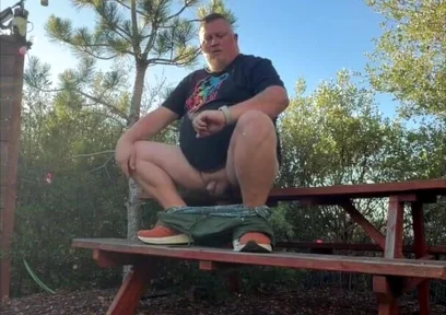 Chubby Guy Almost Caught Playing with His Soft Cock