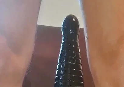 Extreme Solo Toy Session Close up Big Dildo