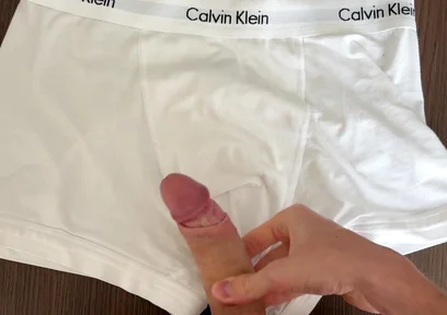Fresh Cumshot on My Boxers Calvin Klein