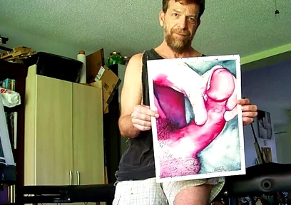 Hairyartist in Ripped Shorts During Art Studio Tour