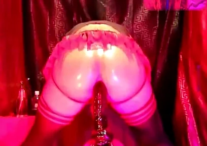 With My Hole so Hot, Lubed, and Wet. Bouncing My Booty, Jumping on My Dildo, and Wearing My Miniskirt 1.