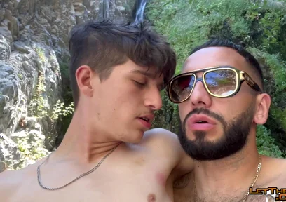 Tatted Gay Stepdaddy Fucks Twink Public Hiking Waterfall Fucking Caught Hardcore Anal Big Cumshot Uncut