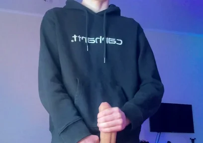 Skinny Boy Holding Back a Huge Cumshot Until It Hurts