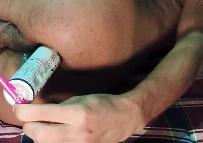 Gay Huge Ass Gape with Homemade Dildo