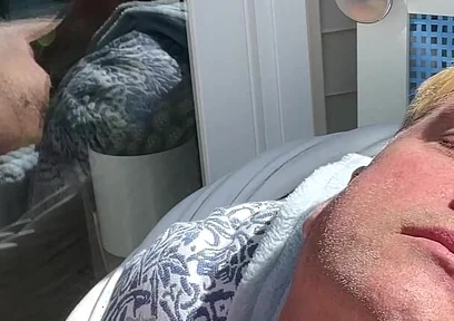 Hunk Stepdaddy Bear Naked Sunbathing in the Veranda 1