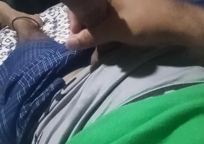 Lying Man Masturbates While His Stepmom Is Playing in the Other Room