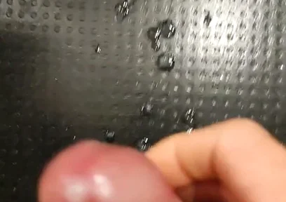 Moaning as I Squirt My White, and Thick Cum All Over the Floor with My Thick, Shaved, Cock