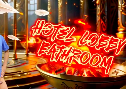 A Cock Lover Guy Sucks a Stranger’s Cock in Hotel Lobby Bathroom