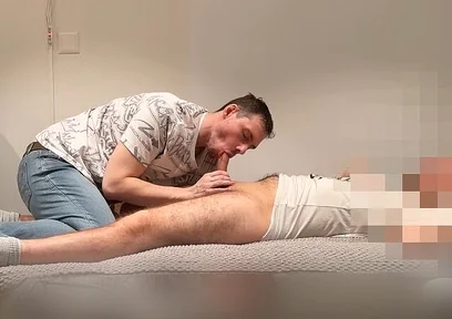 Young Hairy Straight Plumber Gets Sucked on the Couch Until He Cums
