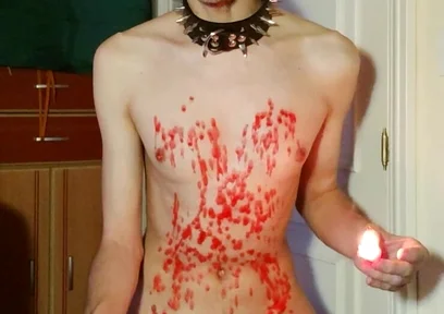 Slave Pouring Hot Wax and Jerking off