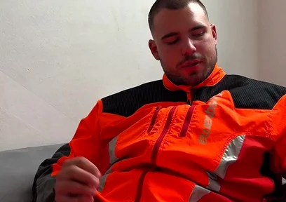 Tyler Blake Hivis Workwear, Muscle Flex, Dildo Play, Jerking off in Gear.