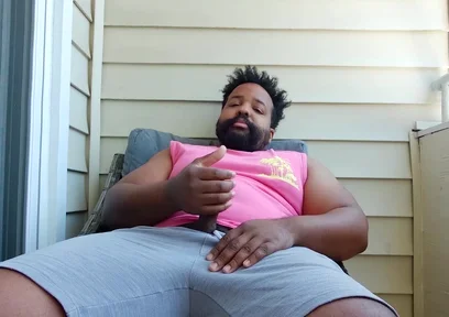 BBC Stepdaddy Gets High and Strokes Himself to Nut on Balcony