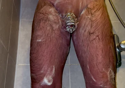 I'm Taking a Shower with a Chastity Belt on My Penis!