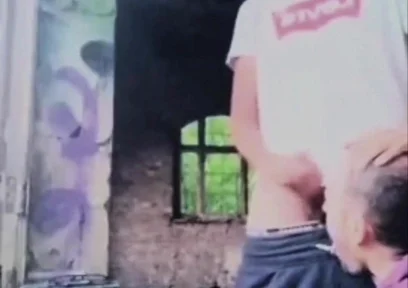 A Dude Is Jerking off in an Urban Exploration Setting and Gets Caught by a Blowjob Artist.