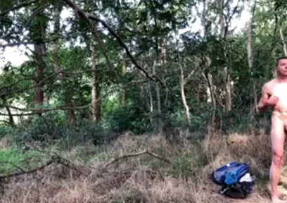 Naked Dude Cruisung in the Woods
