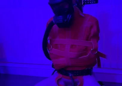 Straitjacket Twink Milked on the Kneeler