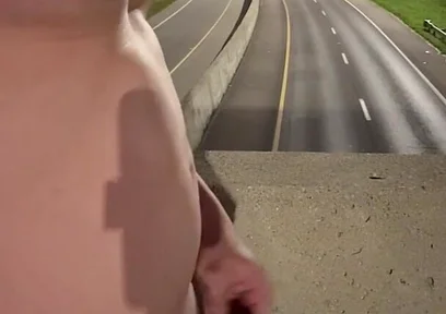 Asian Muscle Hunk Strips Naked on the Bridge - Ripped Flexing & Massive Cumshot