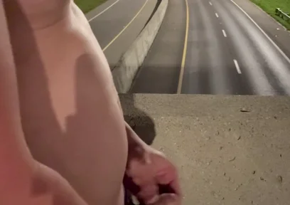 Asian Muscle Hunk Strips Naked on the Bridge - Ripped Flexing & Massive Cumshot
