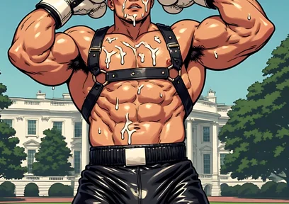 Asian Cum Covered Muscle Men Art