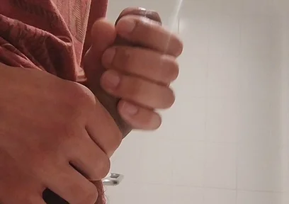 Cumshow in the Bathroom at Work