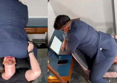 Do You Want That Promotion Boy? You Better Be Quiet And Be A Good Fart Sniffer For The Boss! Stay Still Seat!