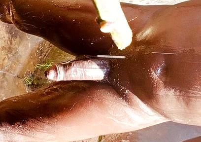 Outdoor Shower Takes Into Wide Cumshots