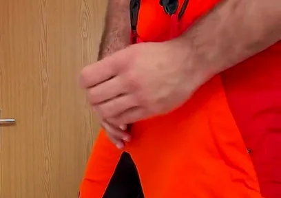 Tyler Blake Jerking off in Hivis Lumberjack Workwear - Muscle Flexes & Explosive Cumshot