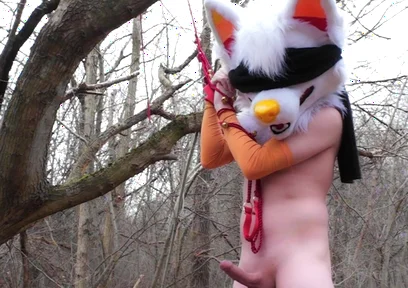 Bondaged Young Twink Piss in Forest